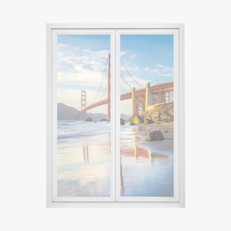 Pegatina para ventana vistas del puente Golden Gate al atardecer en San Francisco