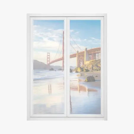 Pegatina para ventana vistas del puente Golden Gate al atardecer en San Francisco – Pixers®