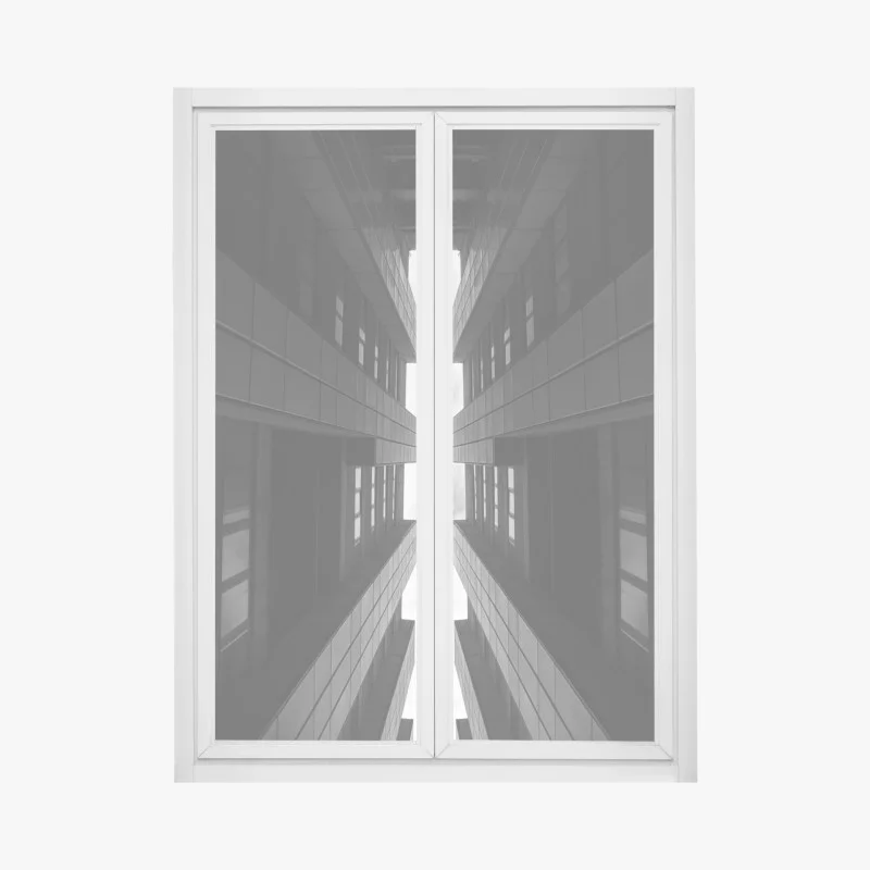 Pegatina para ventana simetría arquitectónica en blanco y negro