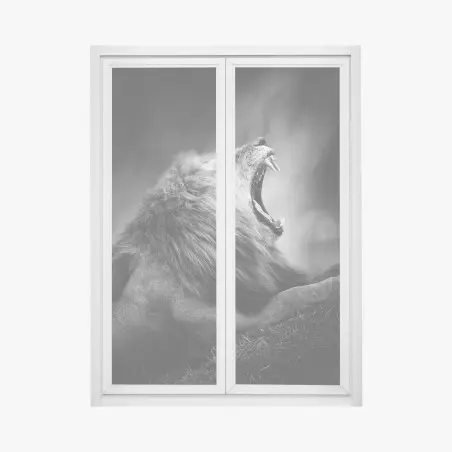 Pegatina para ventana rugido majestuoso en blanco y negro – Pixers®