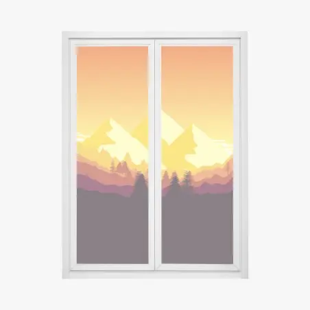 Pegatina para ventana atardecer dorado en las montañas – Pixers®