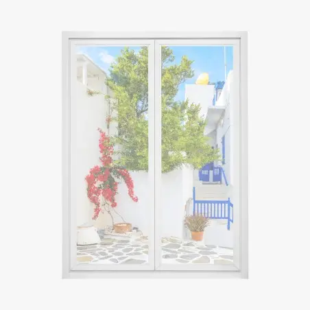 Pegatina para ventana rinconcito blanco y azul en Islas Griegas – Pixers®