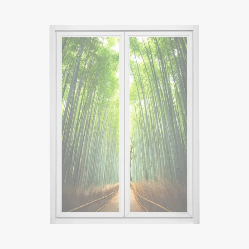 Pegatina para ventana sendero entre bambúes en Arashiyama