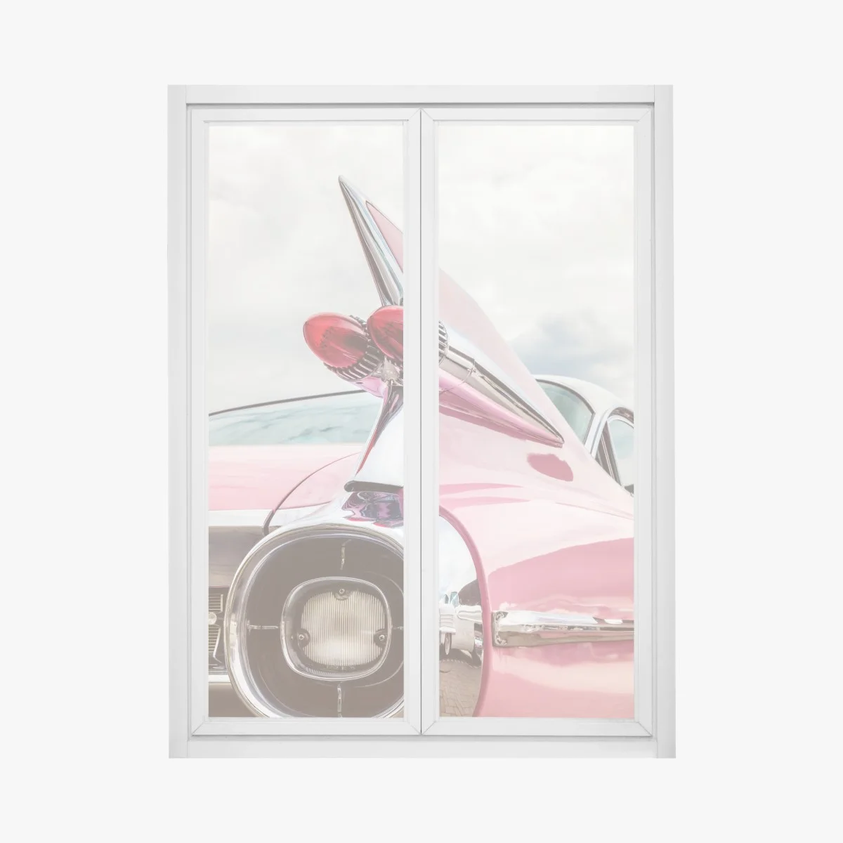 Pegatina para ventana icono retro: coche clásico rosa con aleta cromada – Pixers® Pegatina para ventana icono retro: coche clásico rosa con aleta cromada – Pixers®