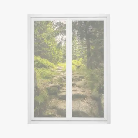 Pegatina para ventana sendero rocoso entre pinos – Pixers®