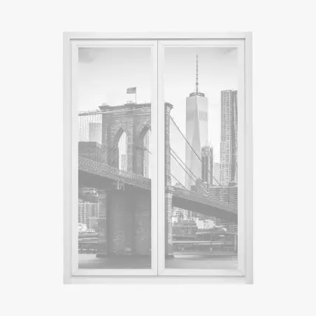 Pegatina para ventana panorama urbano puente de Brooklyn y horizonte de Nueva York – Pixers®