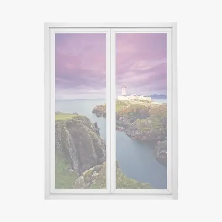 Pegatina para ventana faro solitario al atardecer – Pixers®