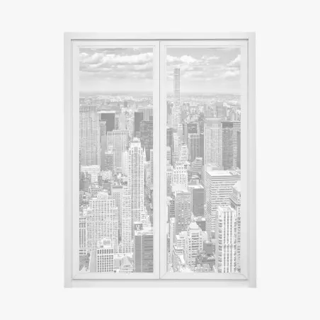 Pegatina para ventana panorama en blanco y negro de Nueva York – Pixers®