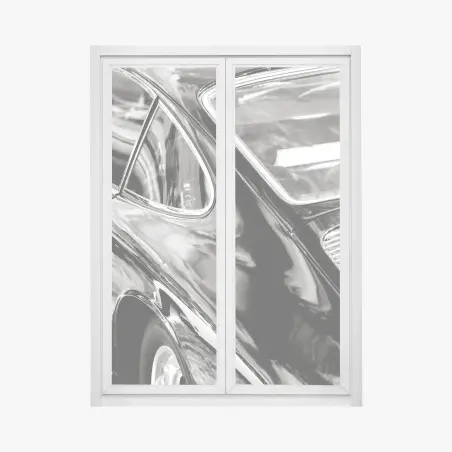 Pegatina para ventana detalle elegante de un coche clásico en blanco y negro – Pixers®