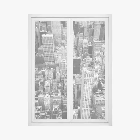 Pegatina para ventana mural panorámico de Nueva York en blanco y negro – Pixers®