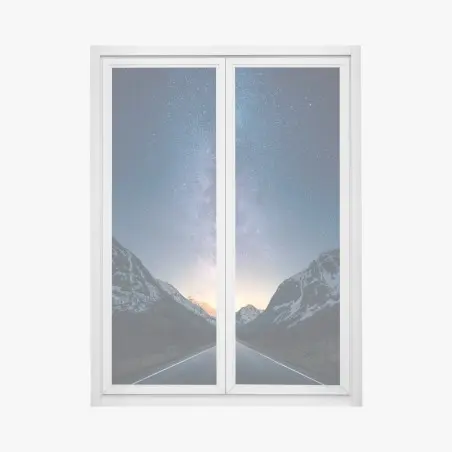 Pegatina para ventana camino hacia la Vía Láctea en valle montañoso – Pixers®