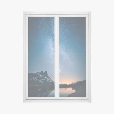 Pegatina para ventana Vía Láctea sobre montañas y reflejo en el lago – Pixers®