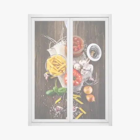 Pegatina para ventana composición mediterránea de ingredientes para pasta – Pixers®