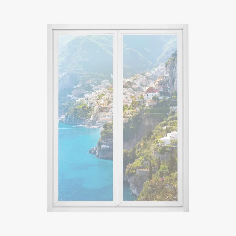 Pegatina para ventana panorama de Positano en la costa Amalfitana