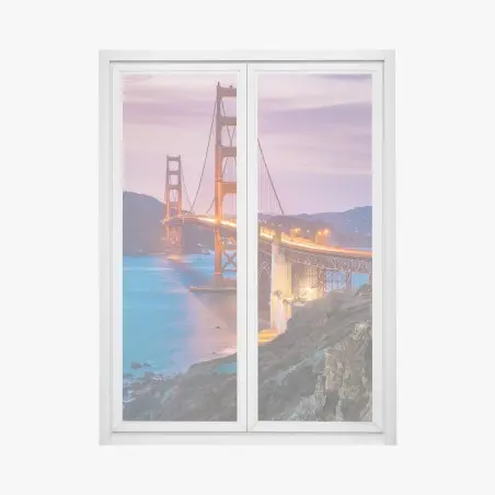 Pegatina para ventana atardecer sobre el Golden Gate en San Francisco – Pixers®