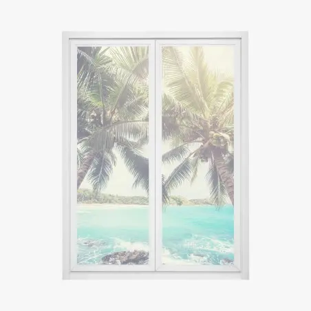 Pegatina para ventana paraíso de palmeras tropicales vintage – Pixers®