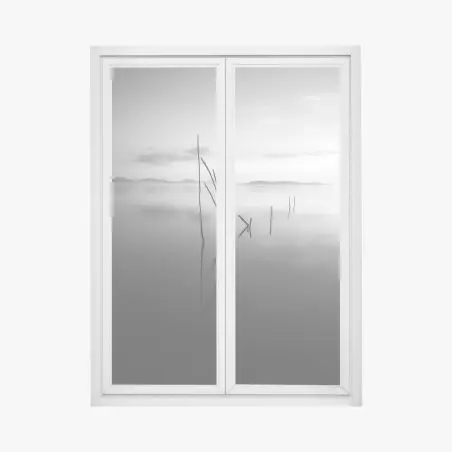 Pegatina para ventana paisaje minimalista en blanco y negro – Pixers®