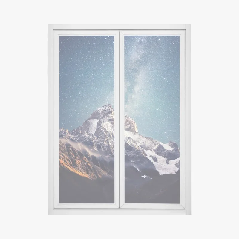Pegatina para ventana noche estrellada sobre Ushba en Svaneti