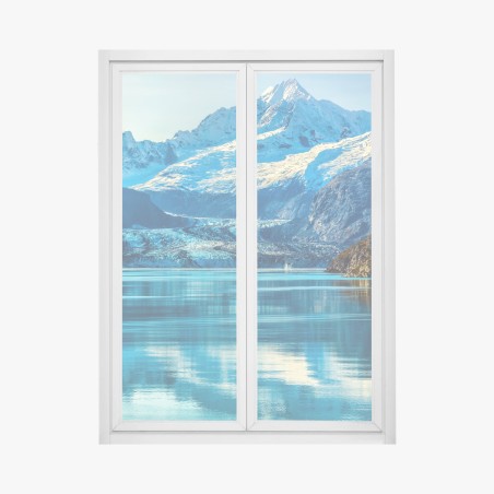 Pegatina para ventana paisaje glacial sereno en tonos azules – Pixers®