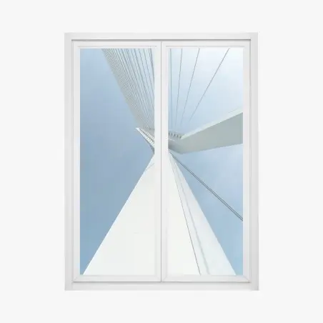 Pegatina para ventana líneas arquitectónicas del puente sobre cielo azul – Pixers®