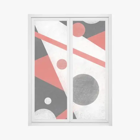 Pegatina para ventana composición geométrica abstracta en rojo y negro – Pixers®