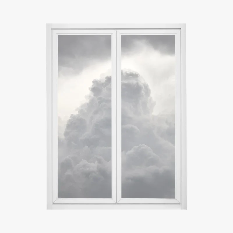 Pegatina para ventana nubes dramáticas en blanco y negro