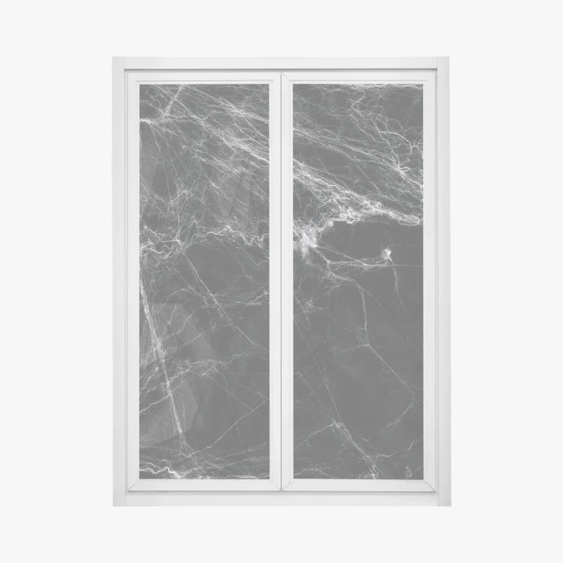 Pegatina para ventana telaraña fantasmal sobre fondo negro