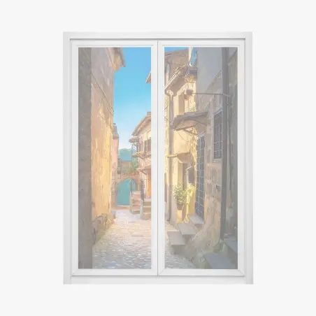 Pegatina para ventana callejón en la Toscana al atardecer – Pixers®