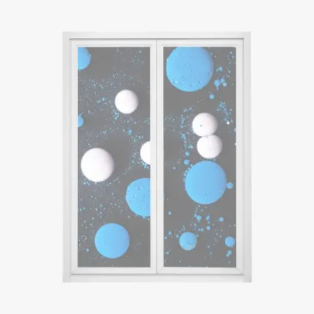 Pegatina para ventana mural abstracto de círculos azules y blancos – Pixers®