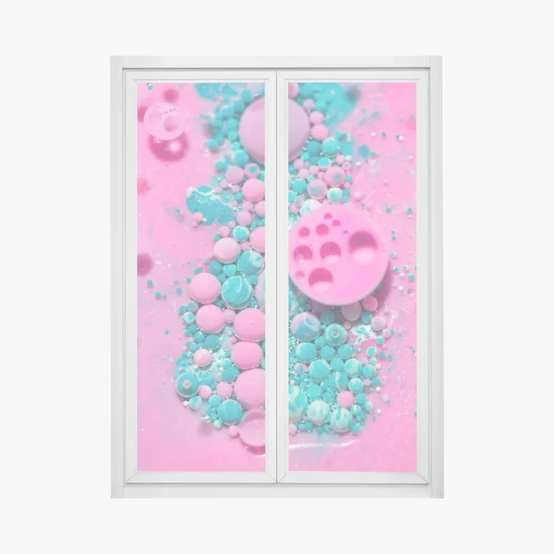 Pegatina para ventana marmolado rosa y turquesa con efecto burbuja
