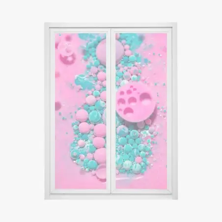 Pegatina para ventana marmolado rosa y turquesa con efecto burbuja – Pixers®