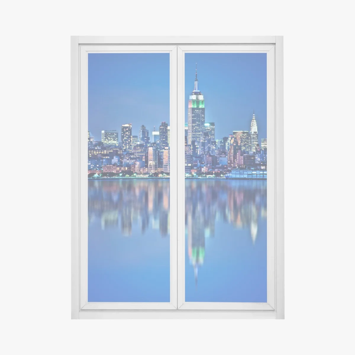 Pegatina para ventana panorámica nocturna de Nueva York con reflejos sobre el agua – Pixers® Pegatina para ventana panorámica nocturna de Nueva York con reflejos sobre el agua – Pixers®