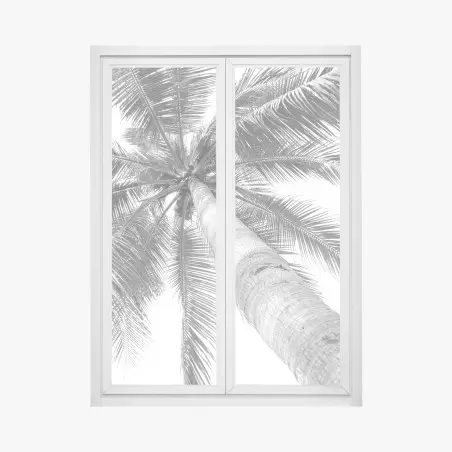Pegatina para ventana vértigo de palmera tropical en blanco y negro – Pixers®