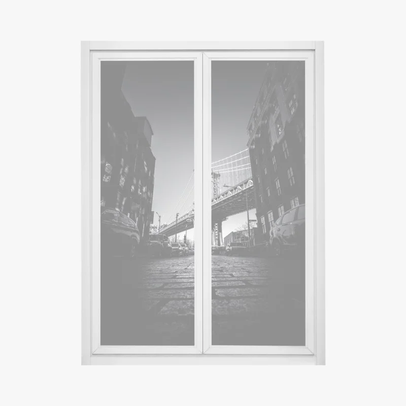 Pegatina para ventana vista icónica del puente de Manhattan en blanco y negro