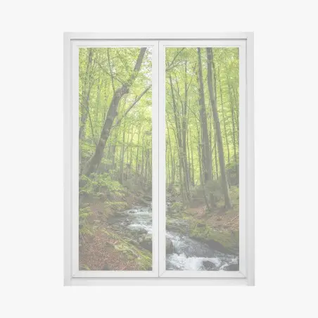 Pegatina para ventana bosque esmeralda con arroyo – Pixers®