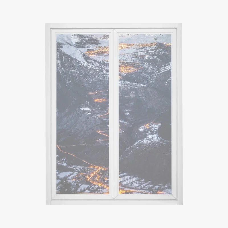 Pegatina para ventana noche invernal en Alpe d'Huez