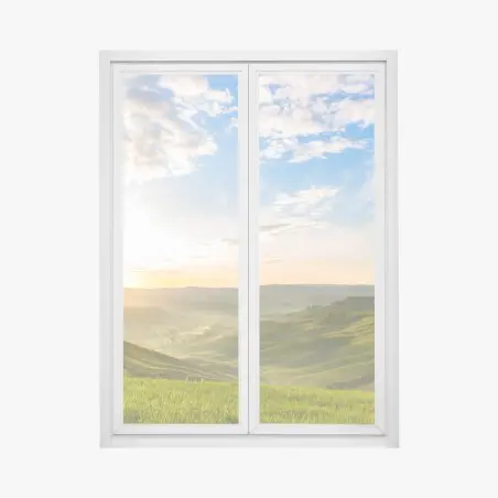 Pegatina para ventana amanecer entre colinas y niebla – Pixers®