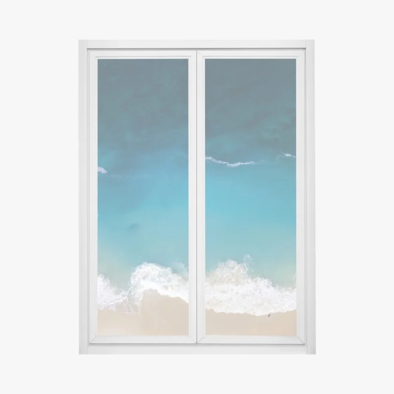 Pegatina para ventana vista aérea de la playa Kelingking en Nusa Penida