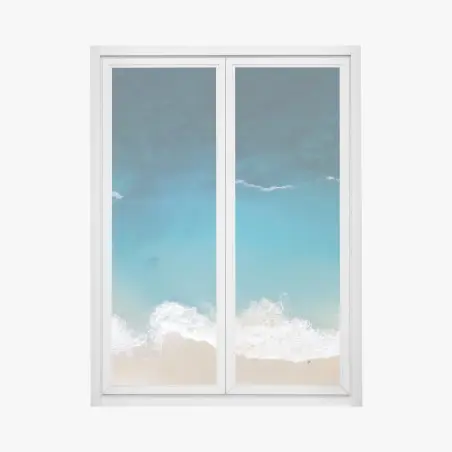 Pegatina para ventana vista aérea de la playa Kelingking en Nusa Penida – Pixers®