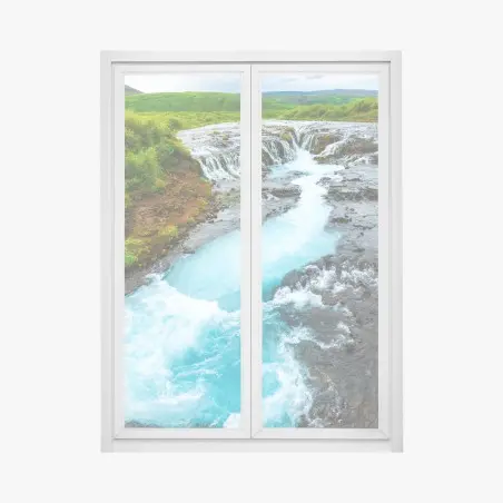 Pegatina para ventana brillantes aguas de Bruarfoss en Islandia – Pixers®