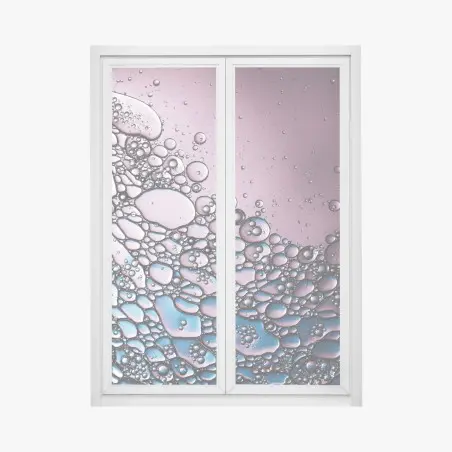 Pegatina para ventana composición de burbujas en tonos rosa y azul – Pixers®