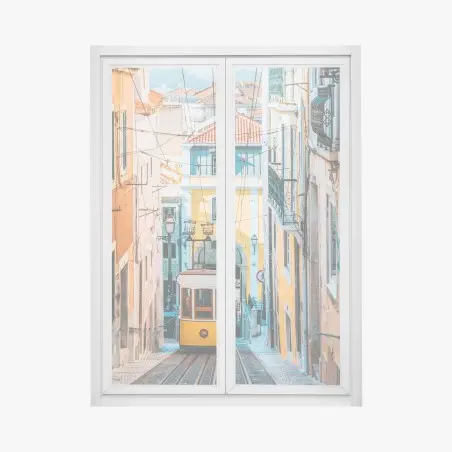Pegatina para ventana tranvía amarillo en Lisboa – Pixers®