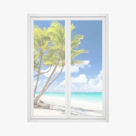 Pegatina para ventana palmeras tropicales en la playa de Punta Cana – Pixers®