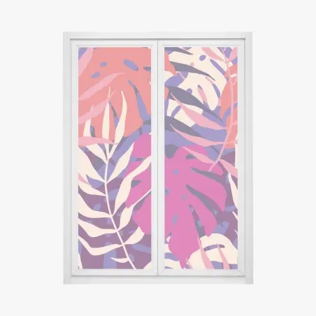 Pegatina para ventana hojas tropicales retro en tonos pastel – Pixers®