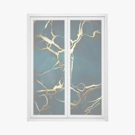 Pegatina para ventana elegancia marina con vetas doradas – Pixers®