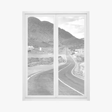 Pegatina para ventana carretera sinuosa hacia las montañas – Pixers®