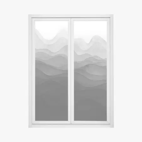 Pegatina para ventana paisaje montañoso en capas de tinta negra – Pixers®