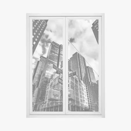 Pegatina para ventana perspectiva vertical de Broadway en blanco y negro – Pixers®