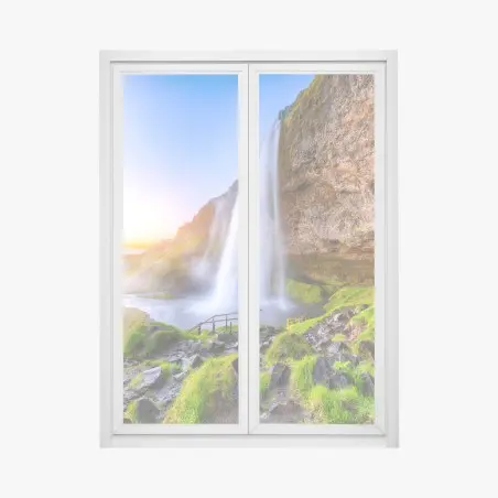 Pegatina para ventana puesta de sol en Seljalandsfoss – Pixers®
