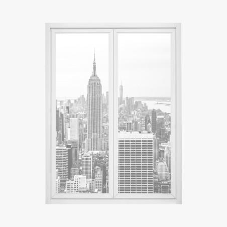 Pegatina para ventana vista icónica de Nueva York en blanco y negro – Pixers®